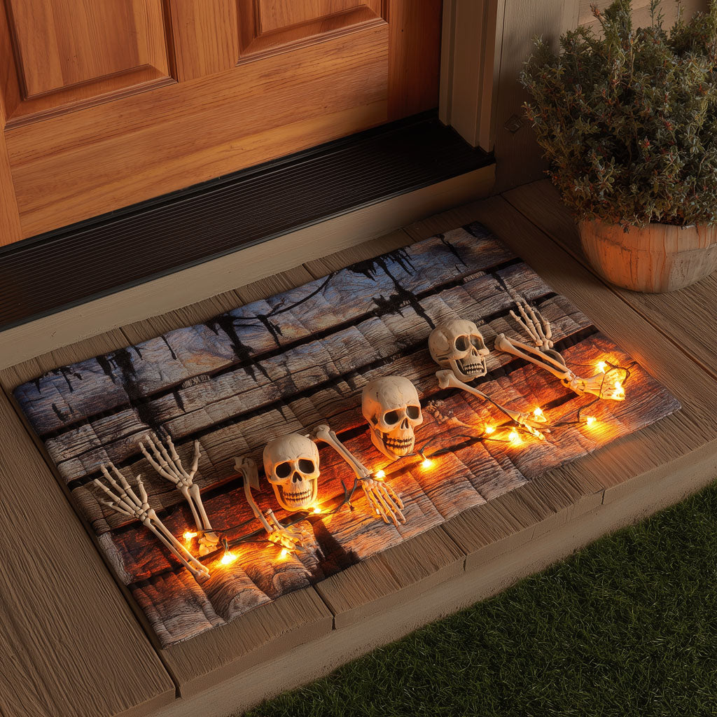 Infernal Crossing Doormat Halloween Outdoor Mat Skeleton Home Decor Awesome Halloween Gifts