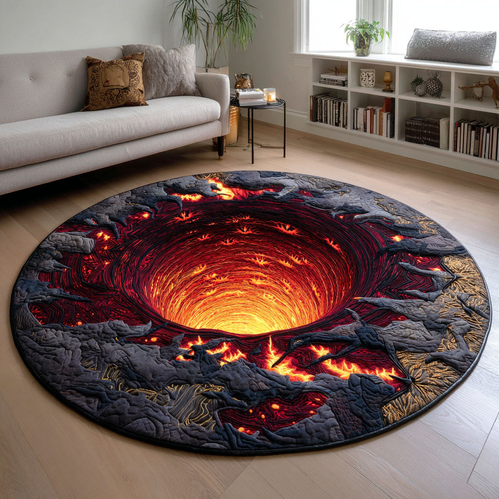 Inferno Abyss Quilted Round Mat Round Small Rugs Awesome Halloween Gifts