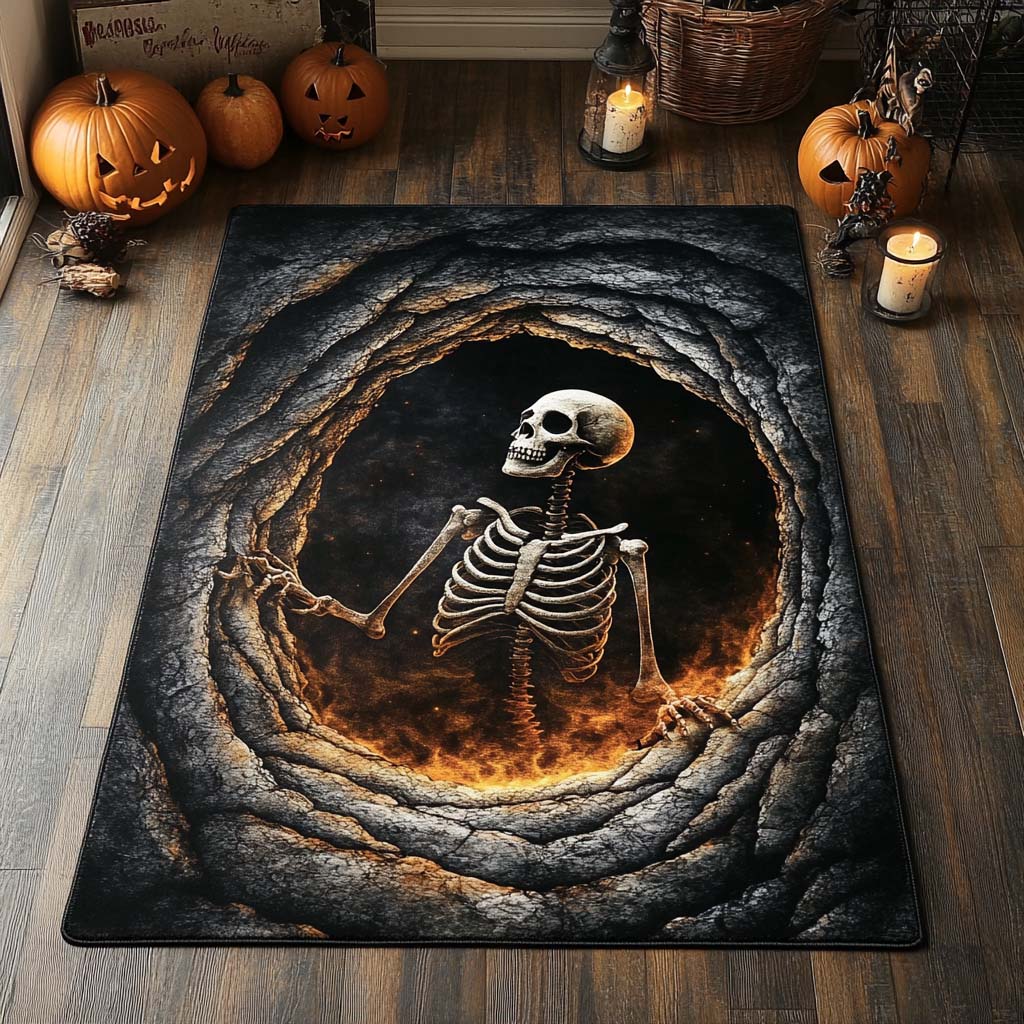 Inferno Bones Area Rug Goth Living Room Decor Halloween Present Ideas