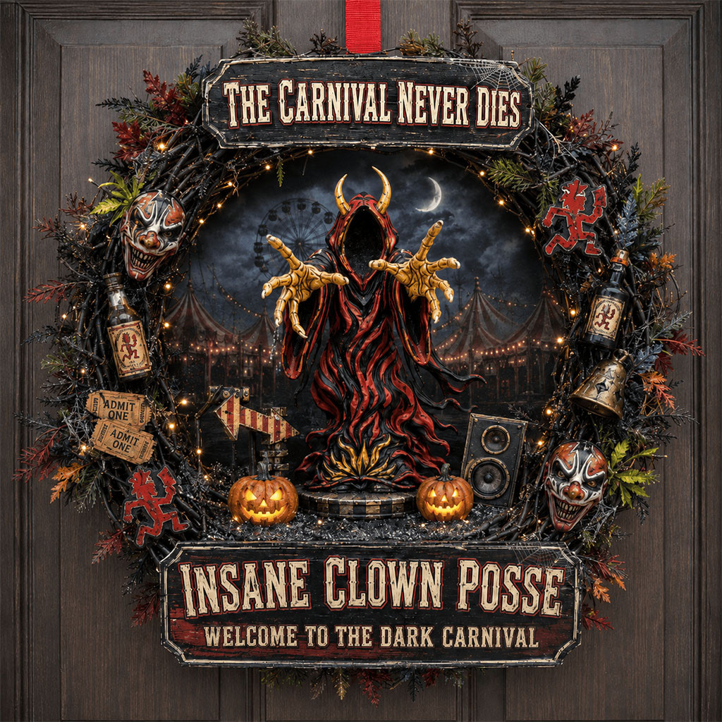 Insane Clown Posse Halloween Door Sign The Carnival Never Dies Wreath Gift For Hip Hop Fans