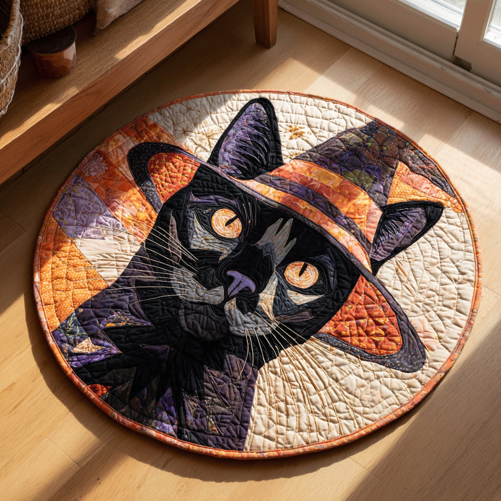 Intricate Black Cat Halloween Quilted Round Mat Horror Living Room Decor Black Cat Gift Shop Intricate Black Cat Halloween Quilted Round Mat Horror Living Room Decor Black Cat Gift Shop