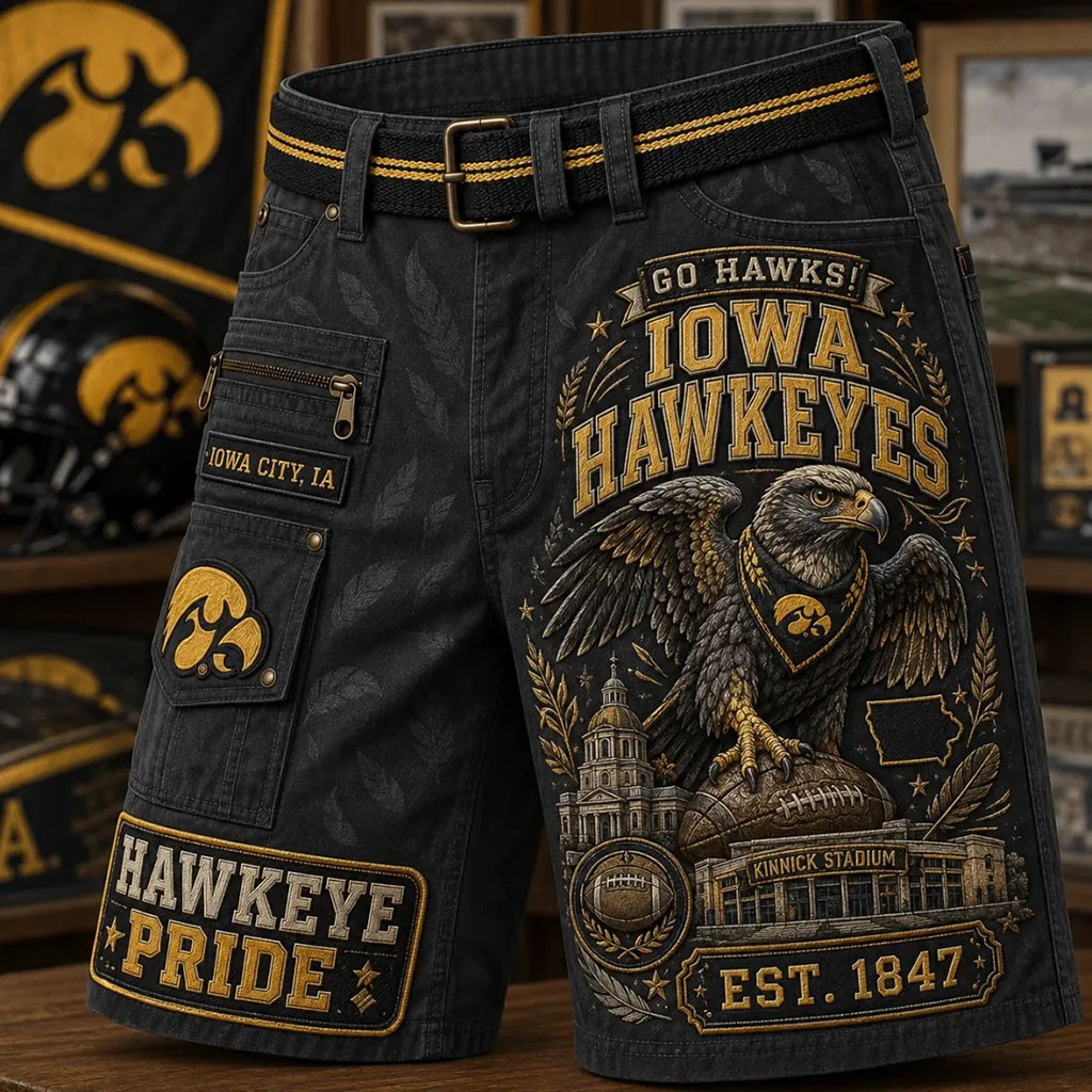 Iowa Hawkeyes Kinnick Stadium Casual Shorts Iowa Hawkeyes Merch Present For Football Lovers