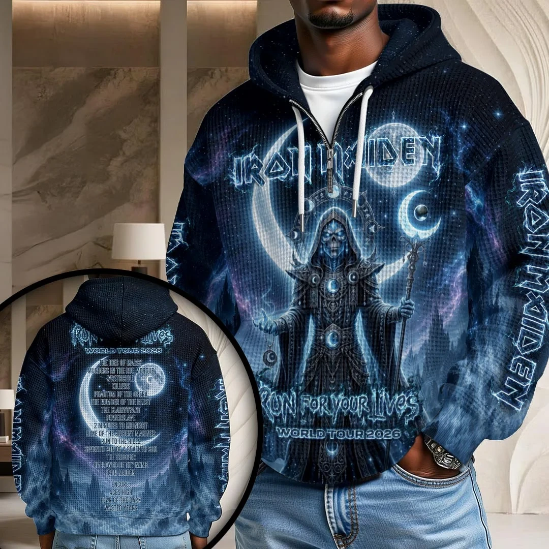 Iron Maiden 2026 World Tour Half Zip Hoodie Run For Your Lives Iron Maiden Merch Gifts For Fans