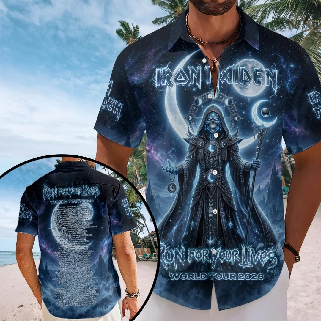 Iron Maiden 2026 World Tour Hawaiian Shirt Run For Your Lives Iron Maiden Merch Gifts For Fans
