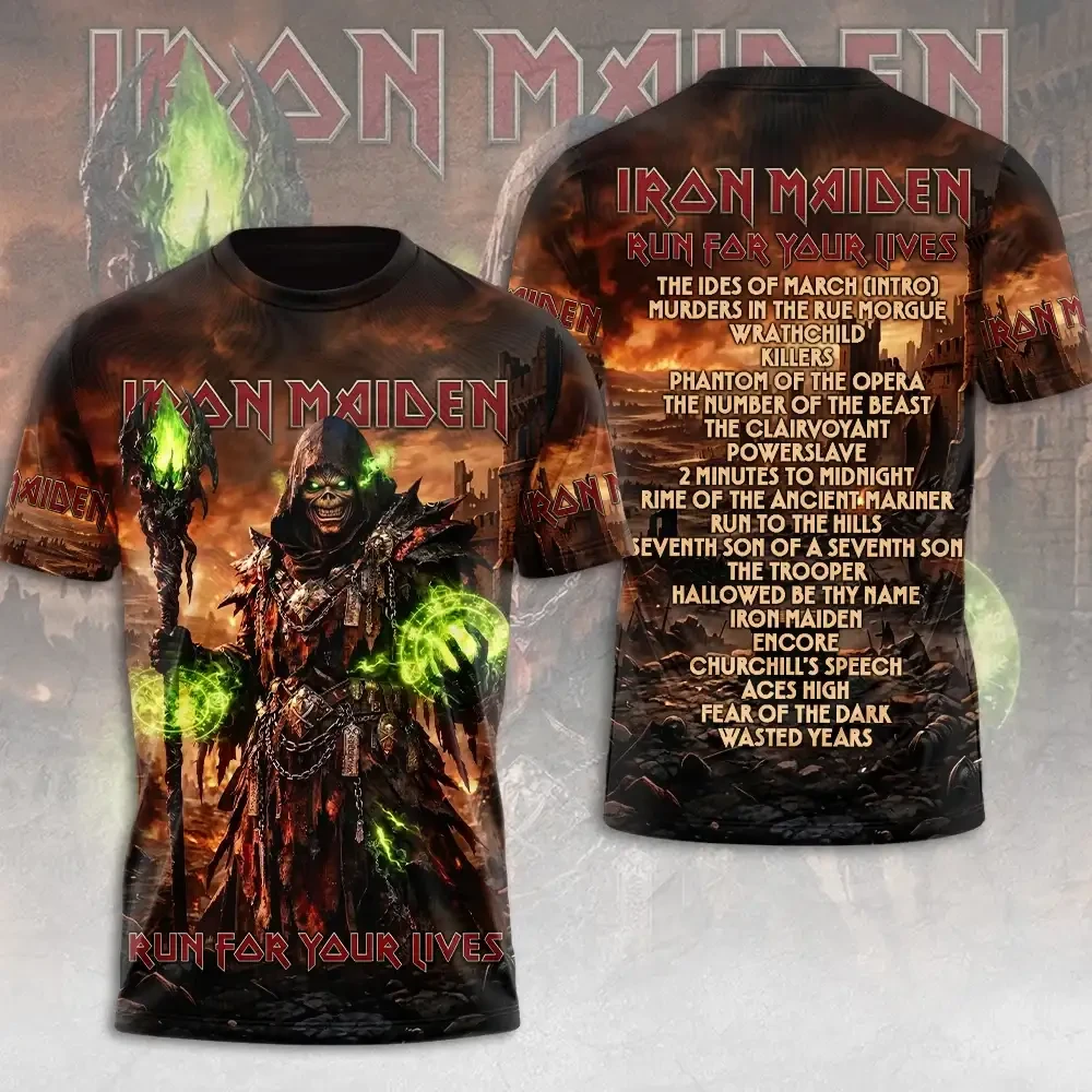 Iron Maiden 2026 World Tour Merch Run For Your Lives Tour T-Shirt Gifts For Men Music Lovers