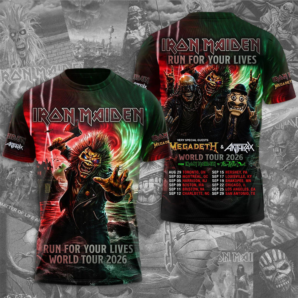 Iron Maiden 2026 World Tour T-Shirt Eddie Pharaoh Heavy Metal Apparel Gifts For Iron Maiden Fans