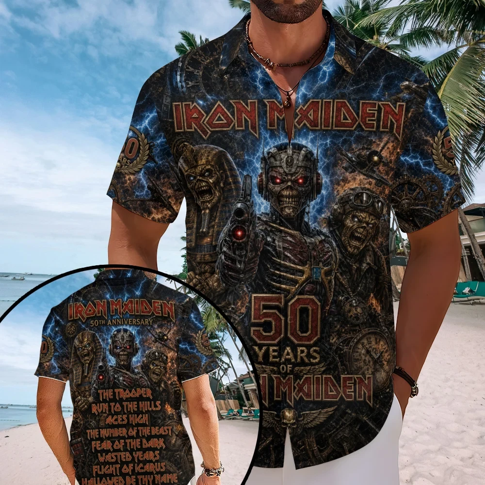 Iron Maiden 50th Anniversary Hawaiian Shirt Iron Maiden Merch Best Gift For Band Fans
