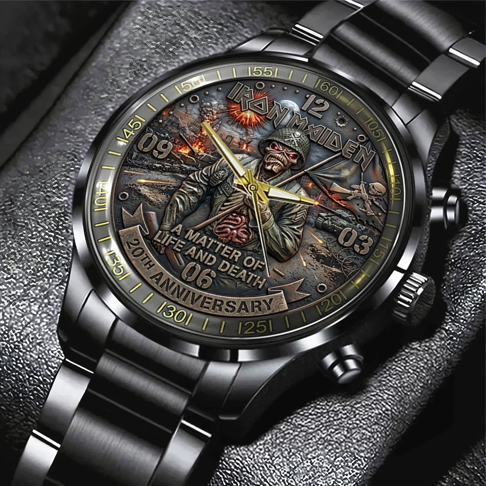 Iron Maiden A Matter of Life and Death 20th Anniversary Black Watch Iron Maiden Merch Son Gift
