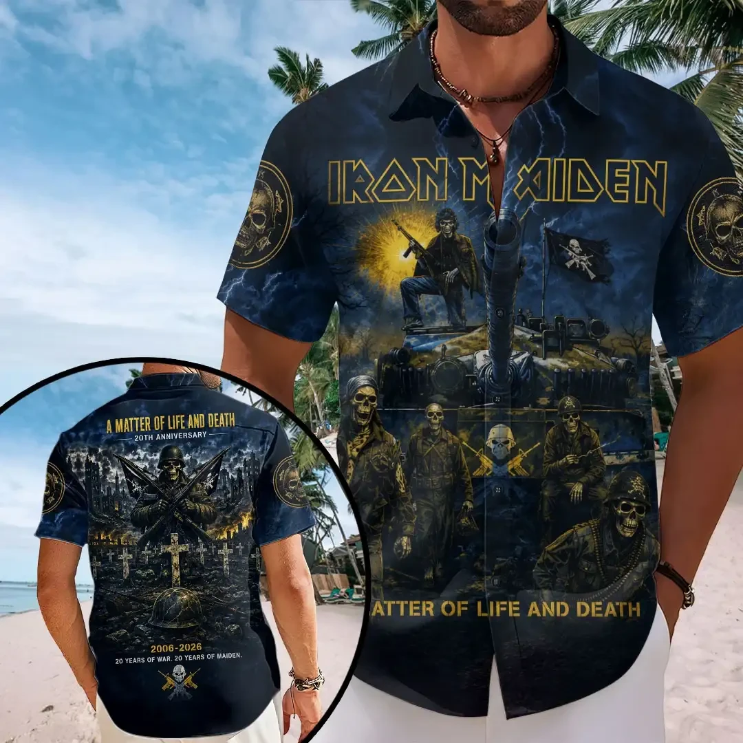 Iron Maiden A Matter of Life And Death 20th Anniversary Hawaiian Shirt Iron Maiden Merch Iron Maiden A Matter of Life And Death 20th Anniversary Hawaiian Shirt Iron Maiden Merch