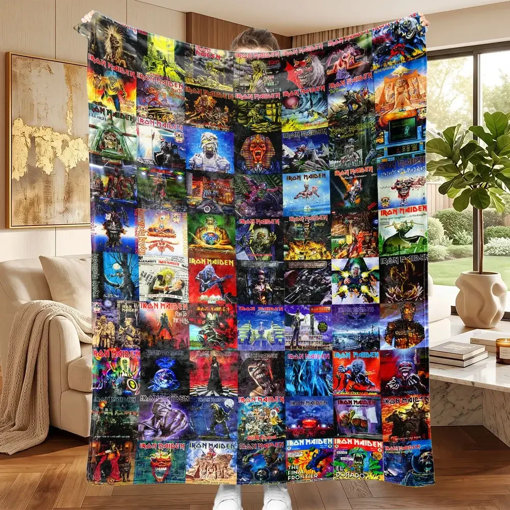 Iron Maiden Album Covers Collage Blanket Iron Maiden Merch Heavy Metal Band Fan Gift