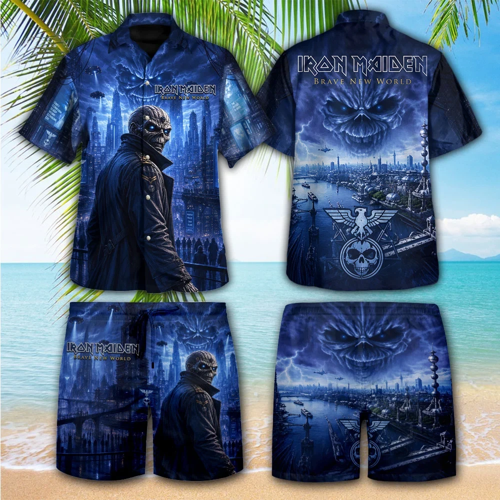 Iron Maiden Brave New World Hawaiian Shirt And Shorts Set Heavy Metal Band Iron Maiden Merch