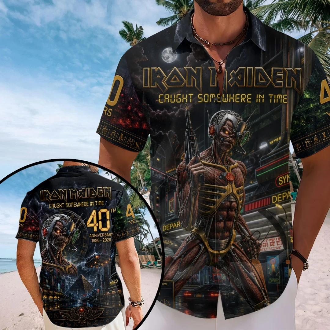 Iron Maiden Caught Somewhere In Time Hawaiian Shirt Heavy Metal Band Iron Maiden Merch Fan Gift