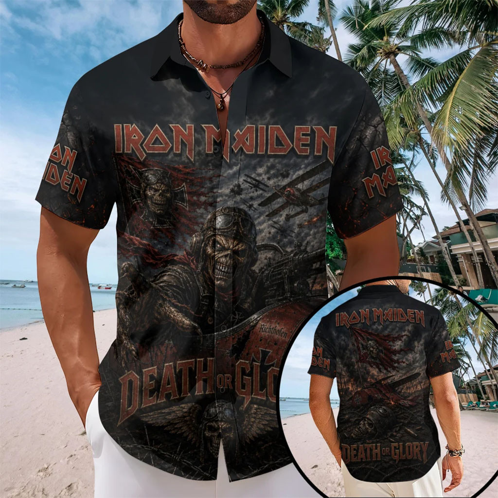 Iron Maiden Death Of Glory Hawaiian Shirt Iron Maiden Merch Gift For Heavy Metal Band Fan