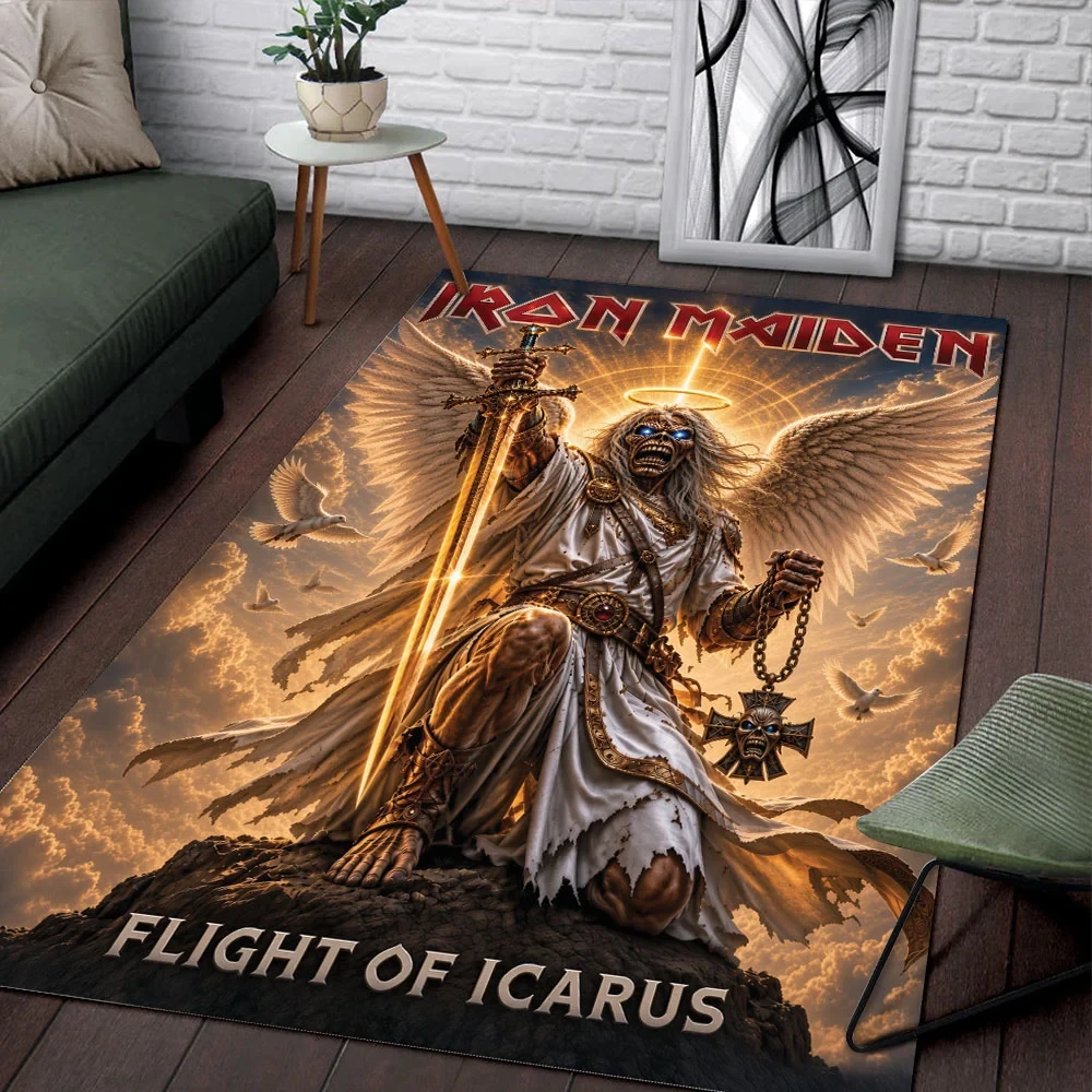 Iron Maiden Flight Of Icarus Rug Heavy Metal Band Iron Maiden Merch Gifts For Rock Fan