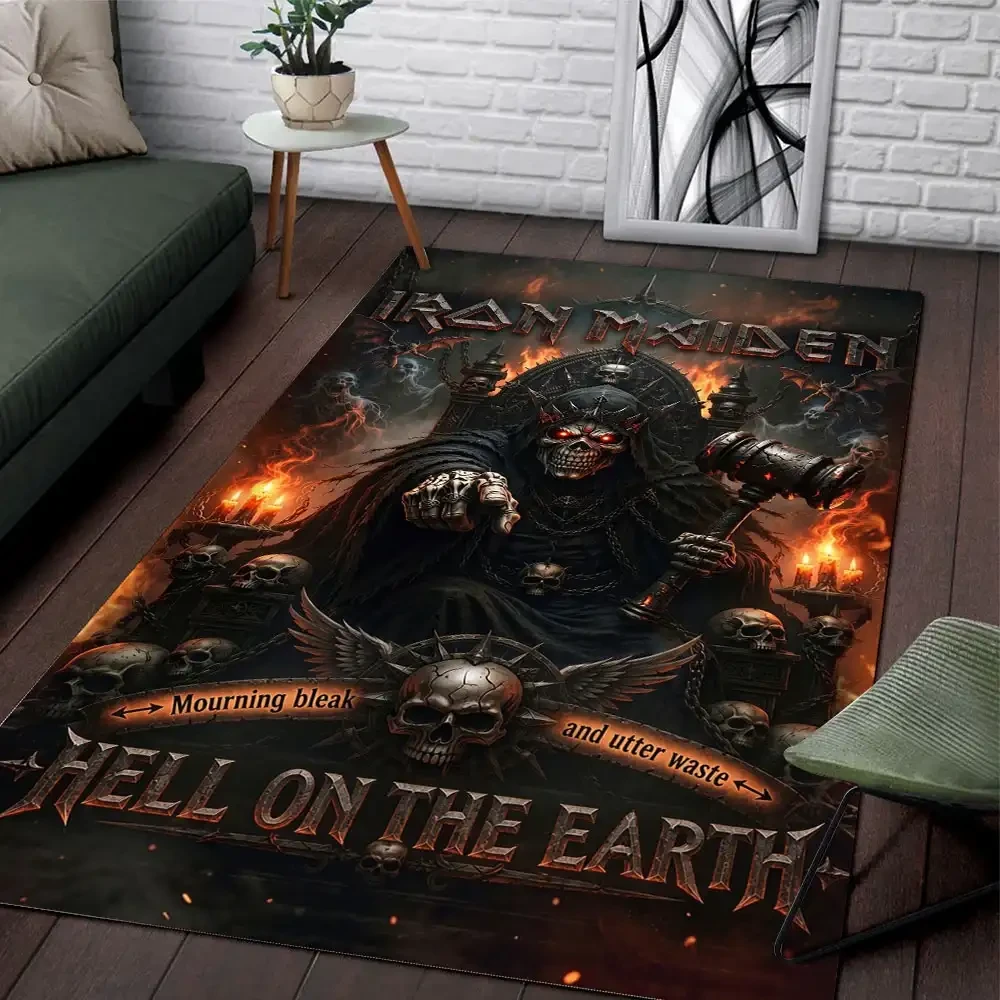 Iron Maiden Hell On The Earth Area Rug Living Room Decor Iron Maiden Merch Gift For Fans Iron Maiden Hell On The Earth Area Rug Living Room Decor Iron Maiden Merch Gift For Fans
