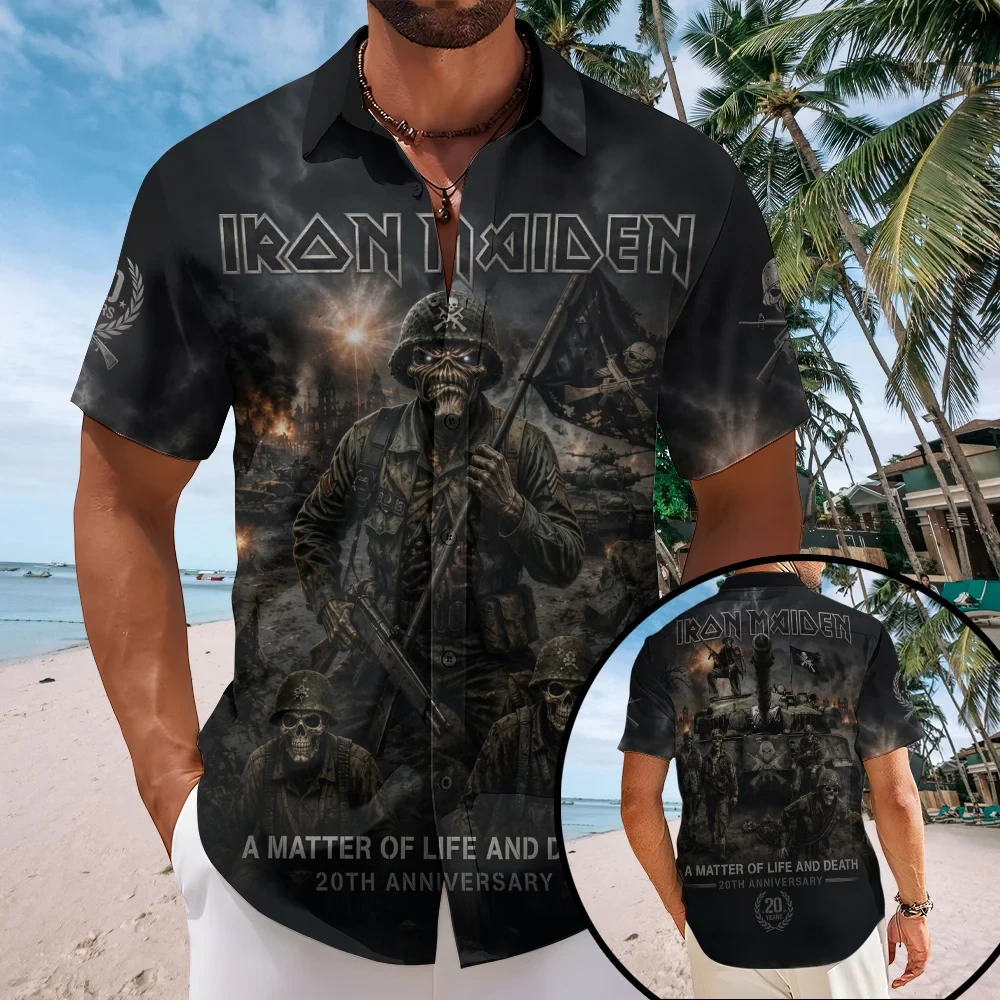 Iron Maiden Merch A Matter Of Life And Death 20th Anniversary Hawaiian Shirt Heavy Metal Fan Gifts