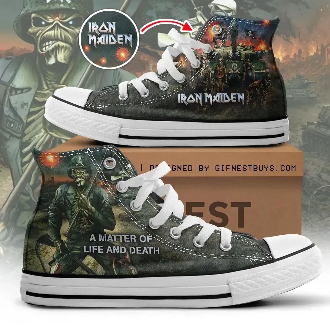 Iron Maiden Merch A Matter Of Life And Death High Top Shoes Gifts For Rock Fans