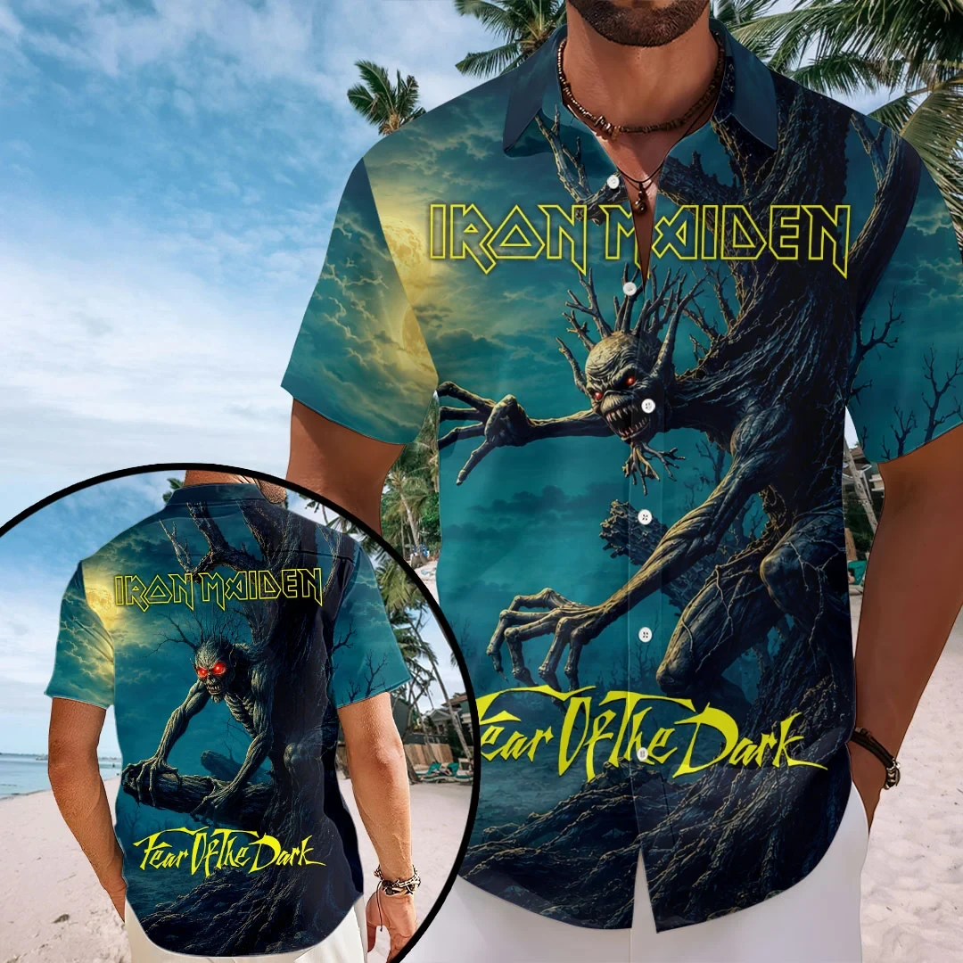 Iron Maiden Merch Fear Of The Dark Hawaiian Shirt Best Gifts For Music Lovers