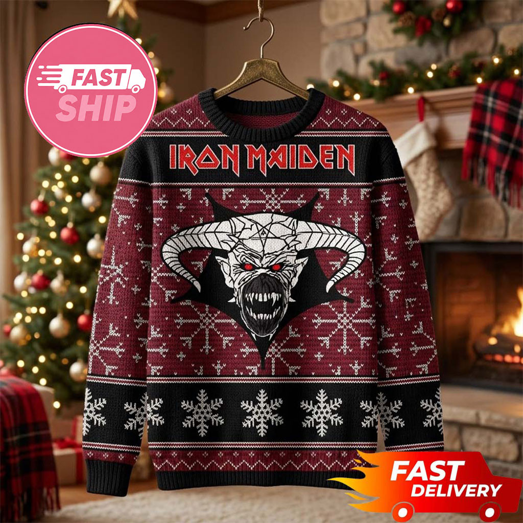 Iron Maiden Merch Horned Demon Heavy Metal Iron Maiden Christmas Ugly Sweater Holiday Gift Iron Maiden Merch Horned Demon Heavy Metal Iron Maiden Christmas Ugly Sweater Holiday Gift