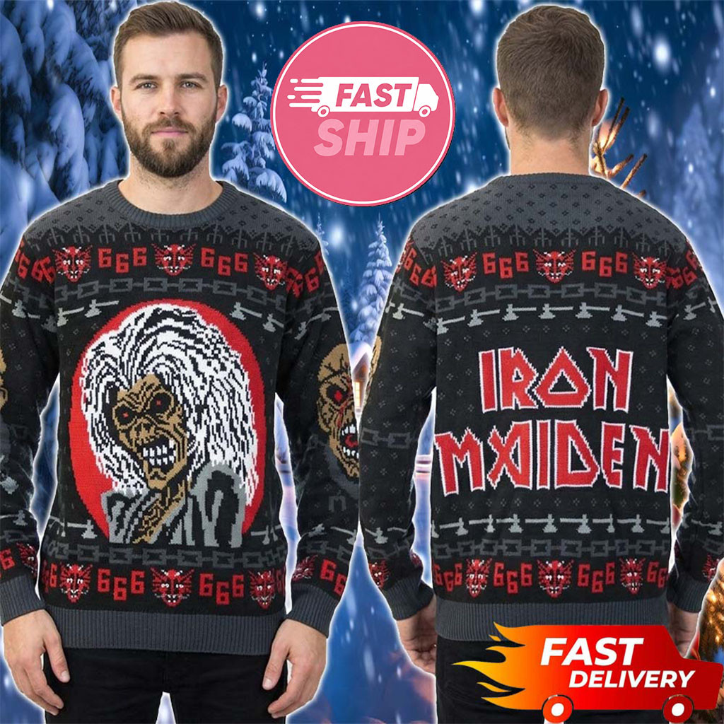 Iron Maiden Merch Iconic Head Demon 666 Iron Maiden Ugly Sweater Christmas Gifts Iron Maiden Merch Iconic Head Demon 666 Iron Maiden Ugly Sweater Christmas Gifts