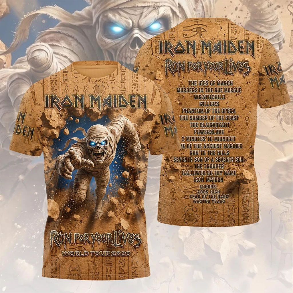 Iron Maiden Merch Run For Your Lives T-Shirt 2026 World Tour Concert Shirt Gifts For Rock Lovers