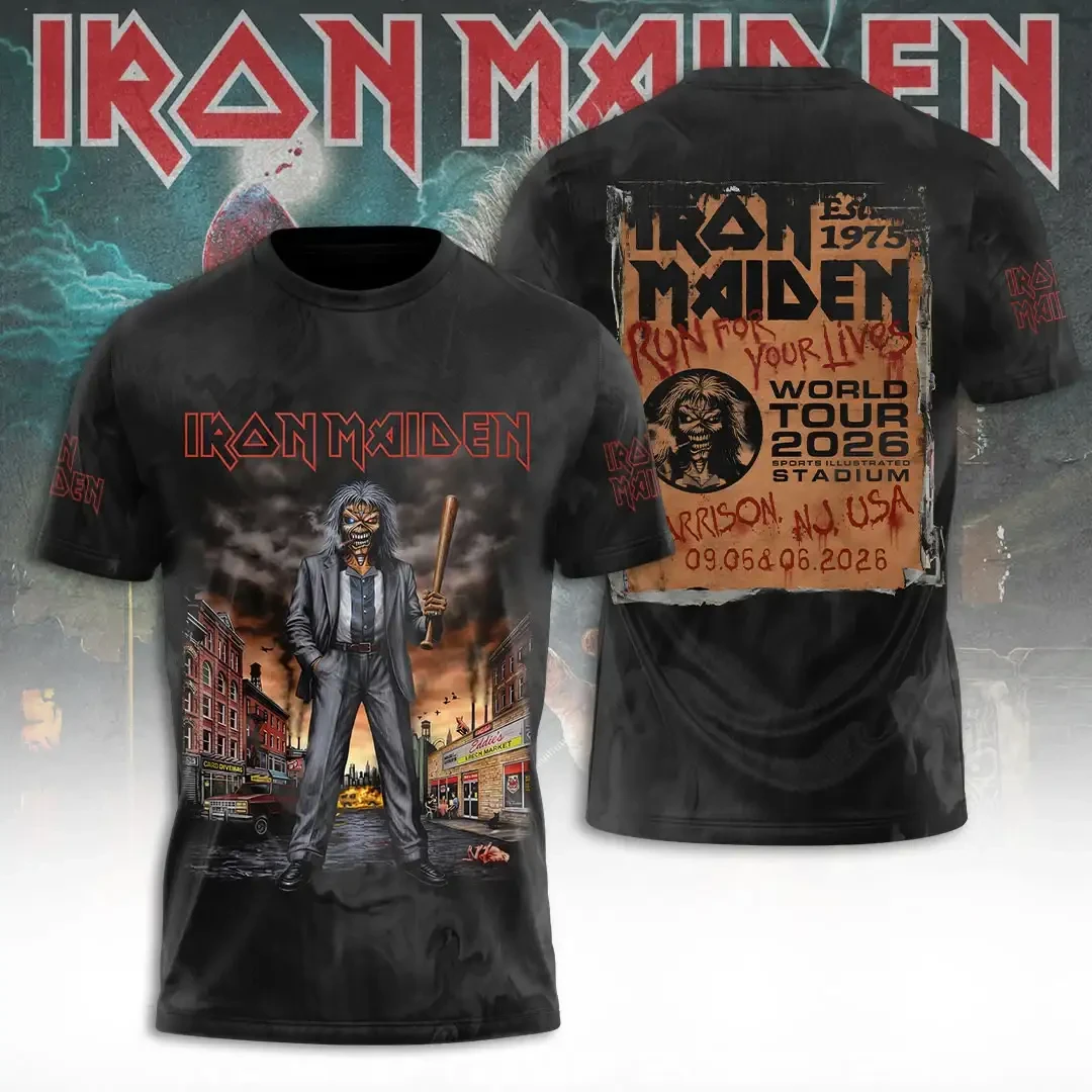 Iron Maiden Merch Run For Your Lives World Tour 2026 T-Shirt Harrison NJ Concert Graphic Tee