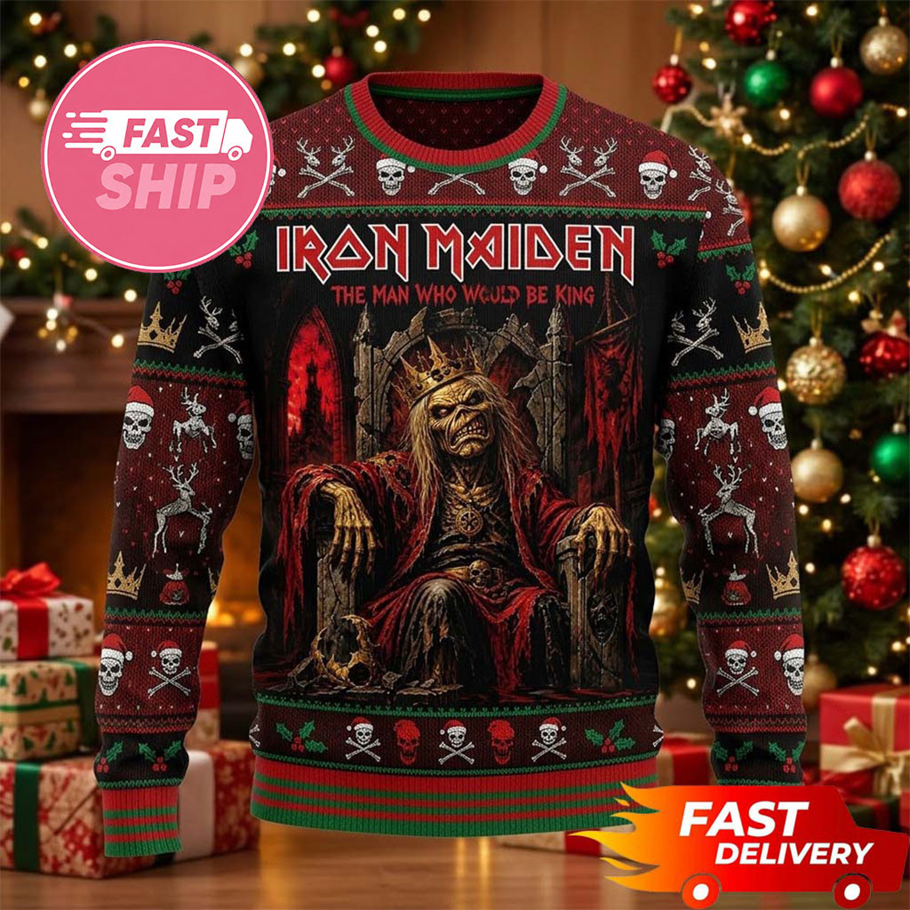 Iron Maiden Merch The Man Who Would Be King Iron Maiden Christmas Ugly Sweater Holiday Gifts