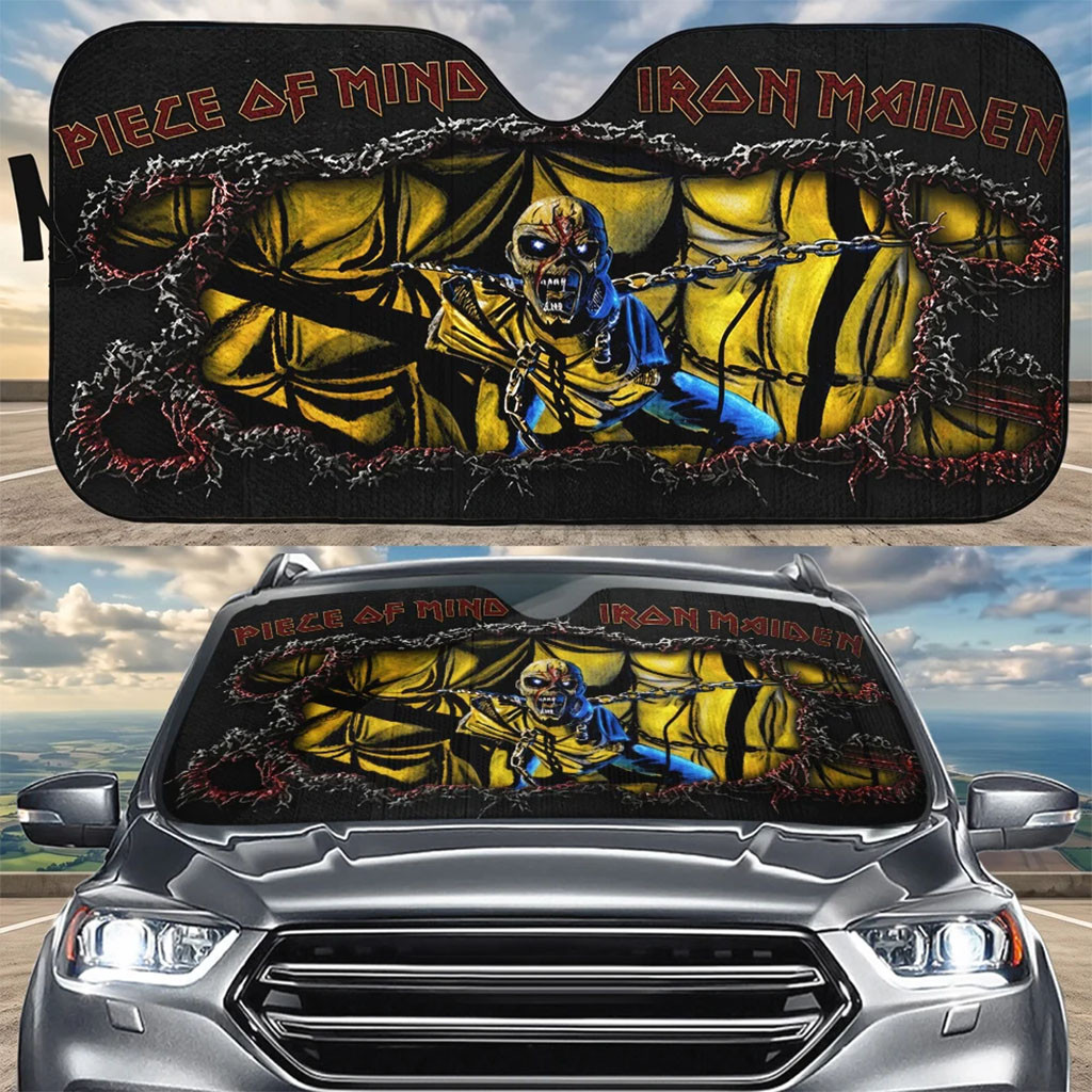 Iron Maiden Piece Of Mind Auto Sun Shade Iron Maiden Merch Gifts For Rock Fans