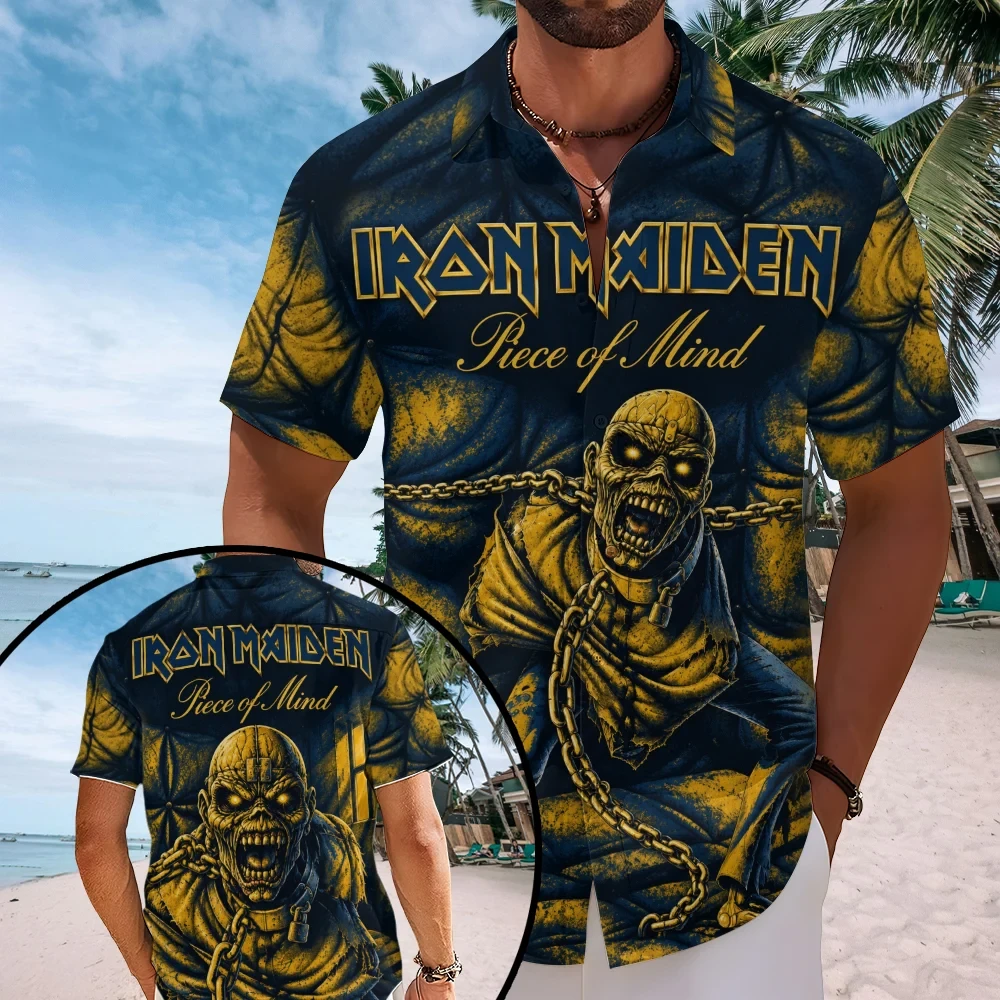 Iron Maiden Piece Of Mind Hawaiian Shirt Iron Maiden Merch Best Gifts For Music Lovers