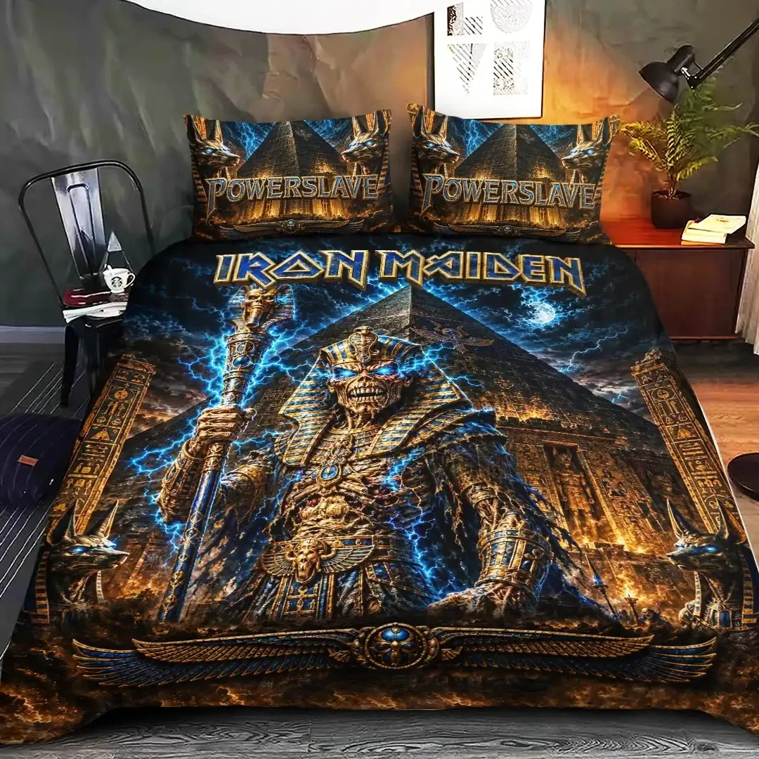 Iron Maiden Powerslave Bedding Set Iron Maiden Merch Bedroom Decor Gifts For Rock Fans