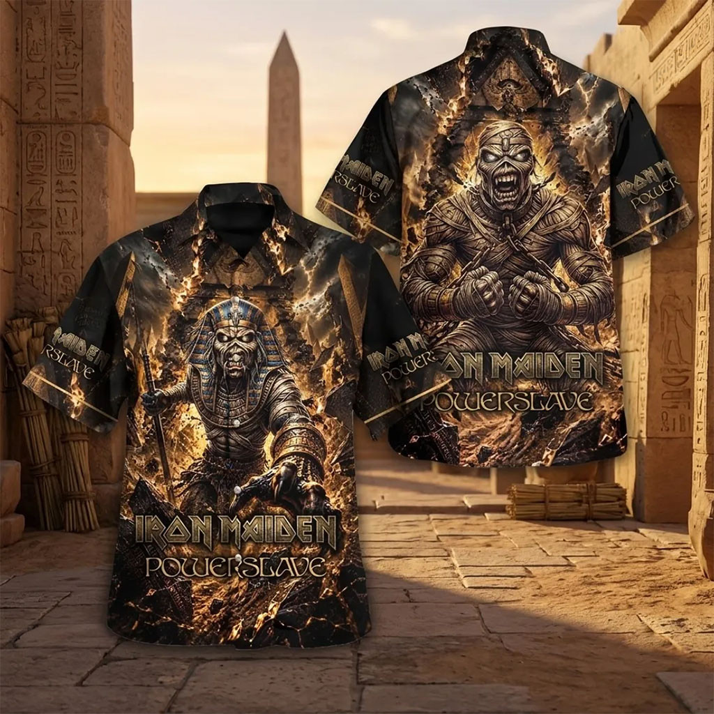 Iron Maiden Powerslave Hawaiian Shirt Heavy Metal Iron Maiden Merch Gifts For Brother