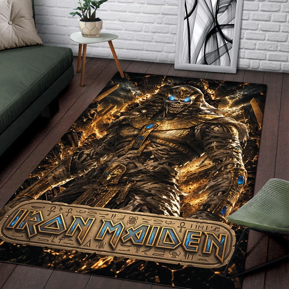 Iron Maiden Powerslave Mummy Eddie Area Rug Living Room Decor Iron Maiden Merch Fan Gifts