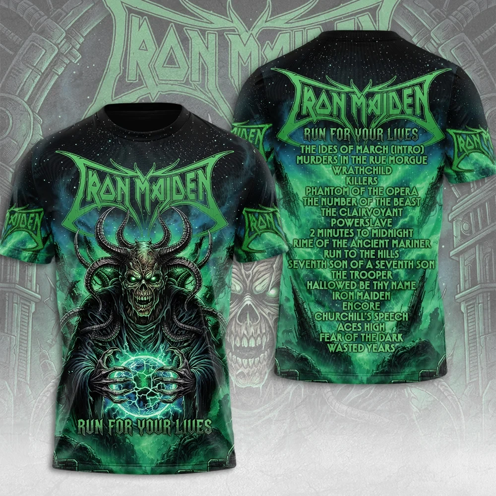 Iron Maiden Run For Your Lives Graphic T-Shirt Iron Maiden Merch Legendary Metal Band Shirt Iron Maiden Run For Your Lives Graphic T-Shirt Iron Maiden Merch Legendary Metal Band Shirt
