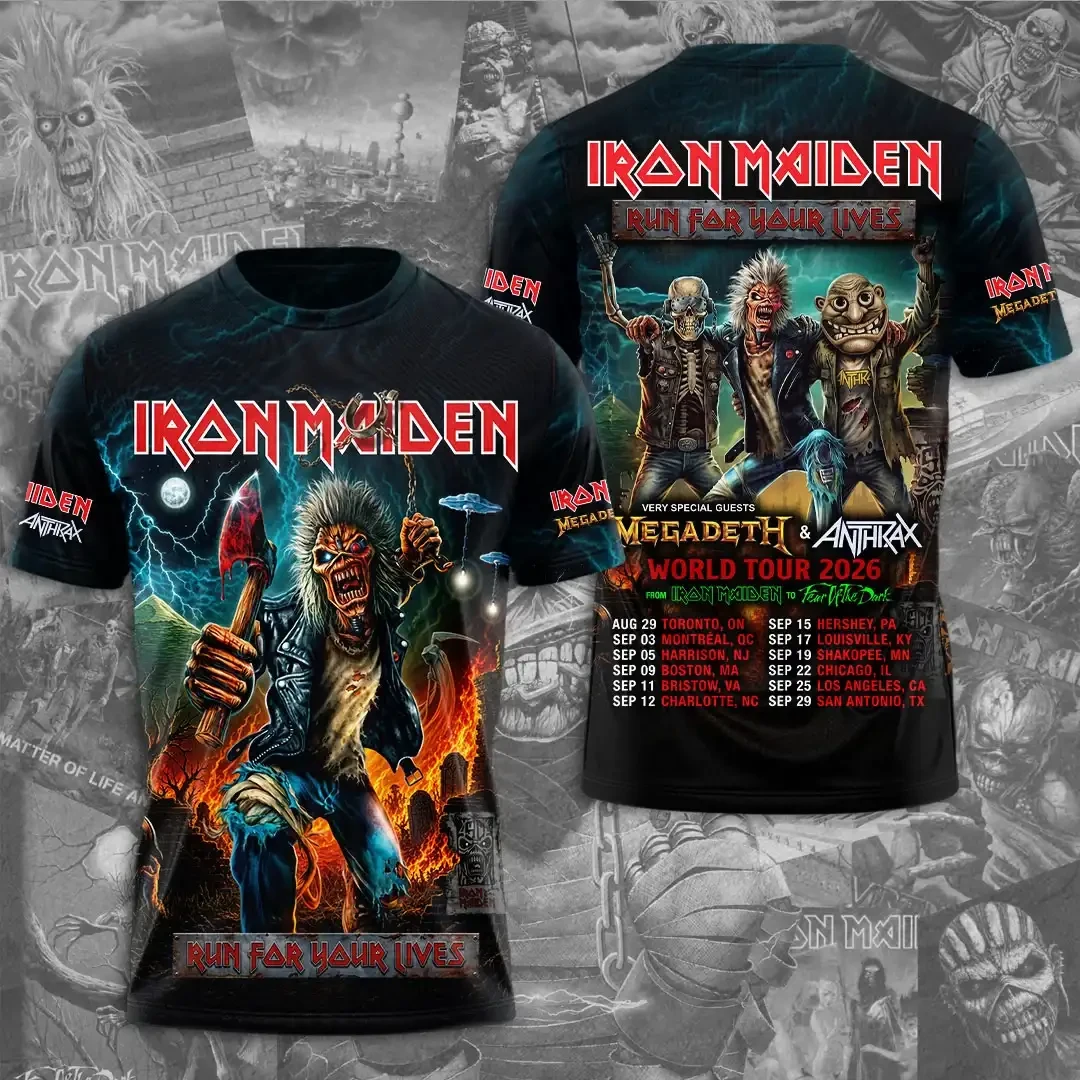 Iron Maiden Run For Your Lives T-Shirt World Tour 2026 Iron Maiden Merch Gifts For Dudes