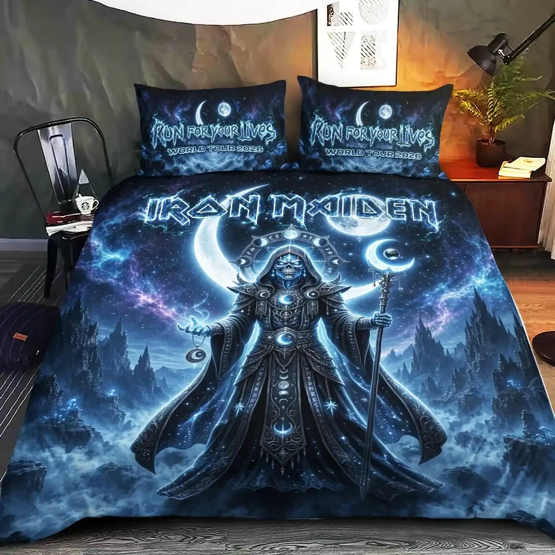Iron Maiden Run For Your Lives World Tour 2026 Bedding Set Iron Maiden Merch Heavy Metal Band Fan Gift