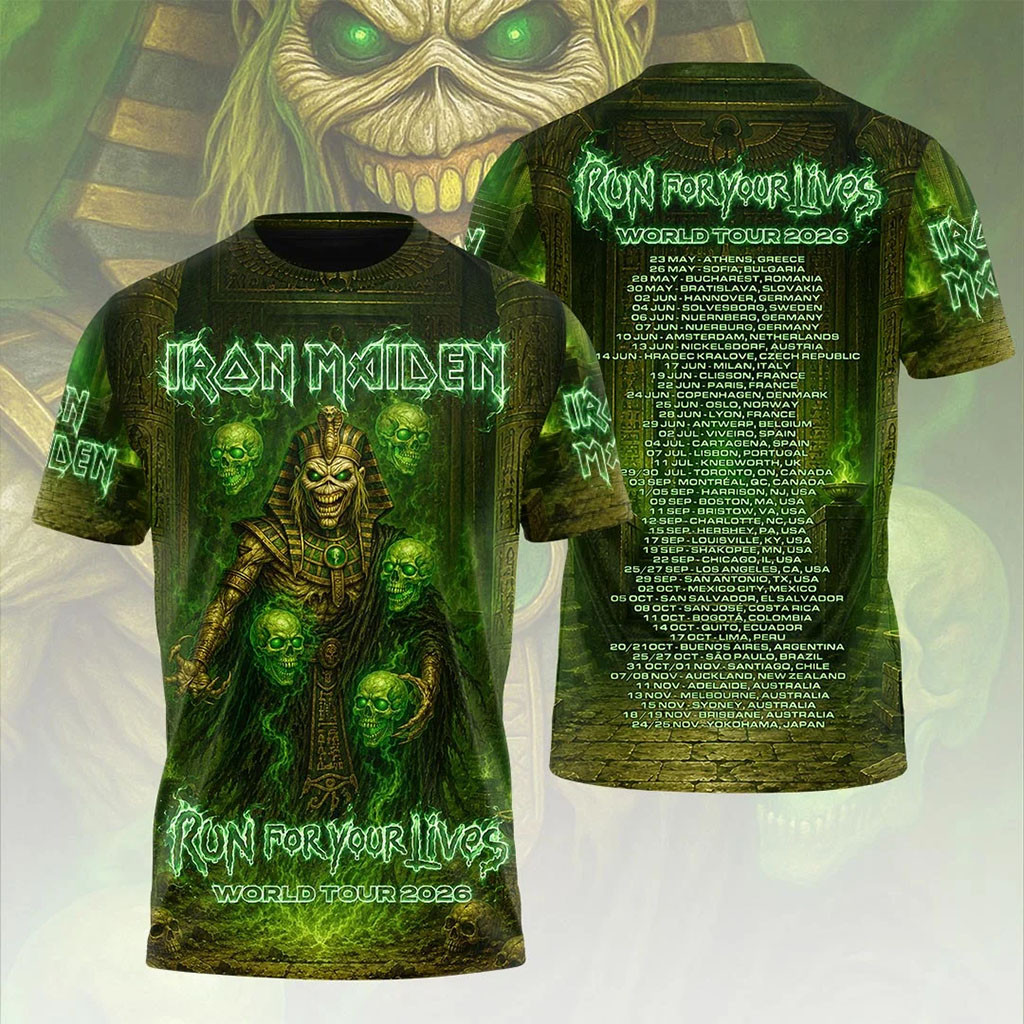 Iron Maiden Run For Your Lives World Tour 2026 T-Shirt Heavy Metal Band Iron Maiden Merch