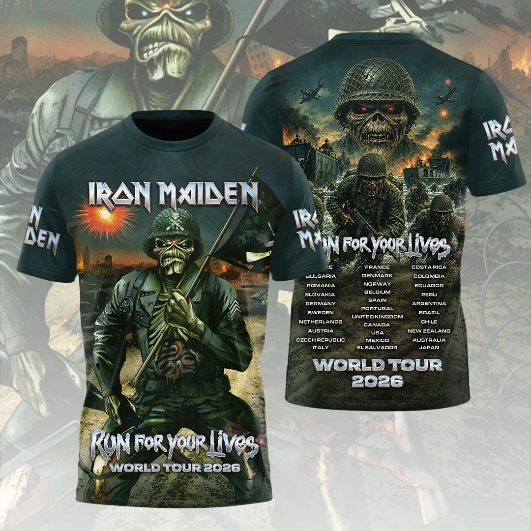 Iron Maiden Run For Your Lives World Tour T-Shirt Iron Maiden Concert Merch Fan Gifts