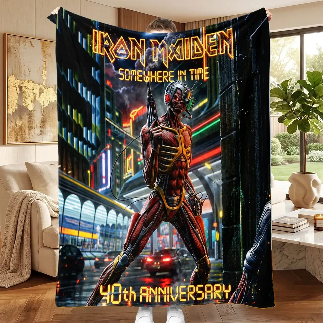 Iron Maiden Somewhere In Time 40th Anniversary Blanket Iron Maiden Merch Rock Fan Gifts