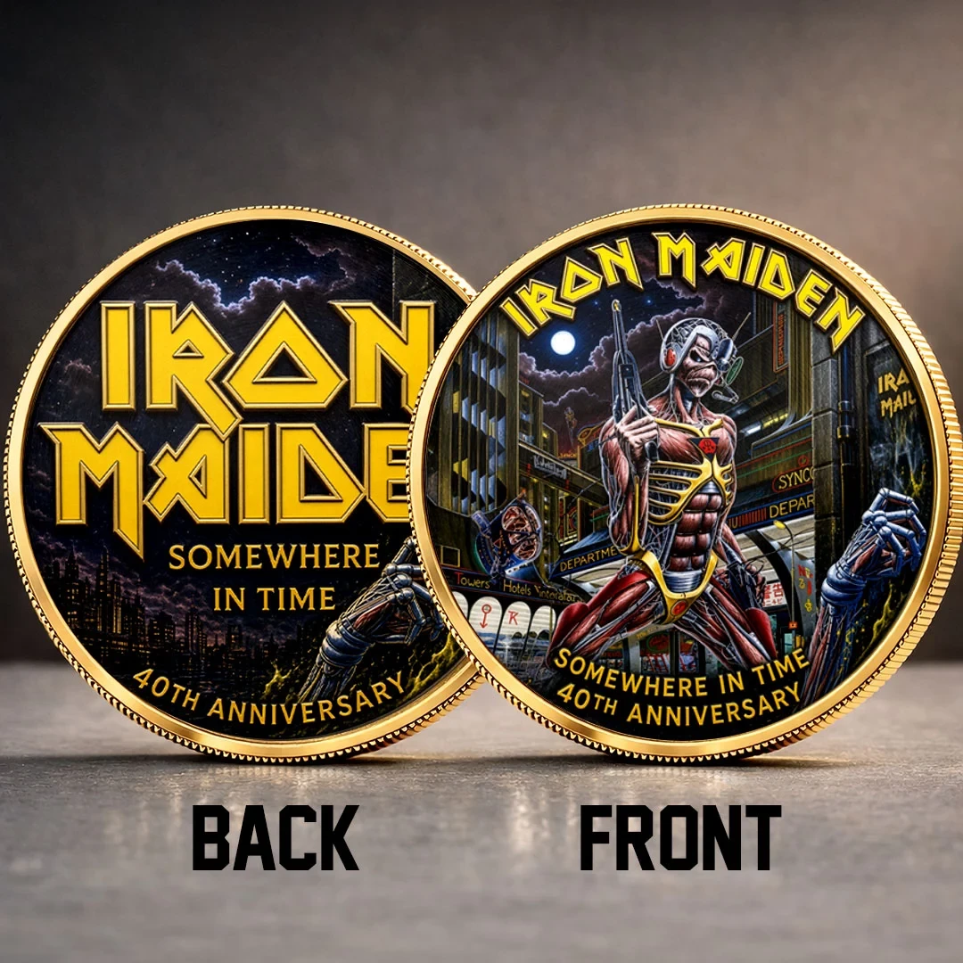 Iron Maiden Somewhere In Time 40th Anniversary Coin Iron Maiden Merch Gifts For Heavy Metal Fans