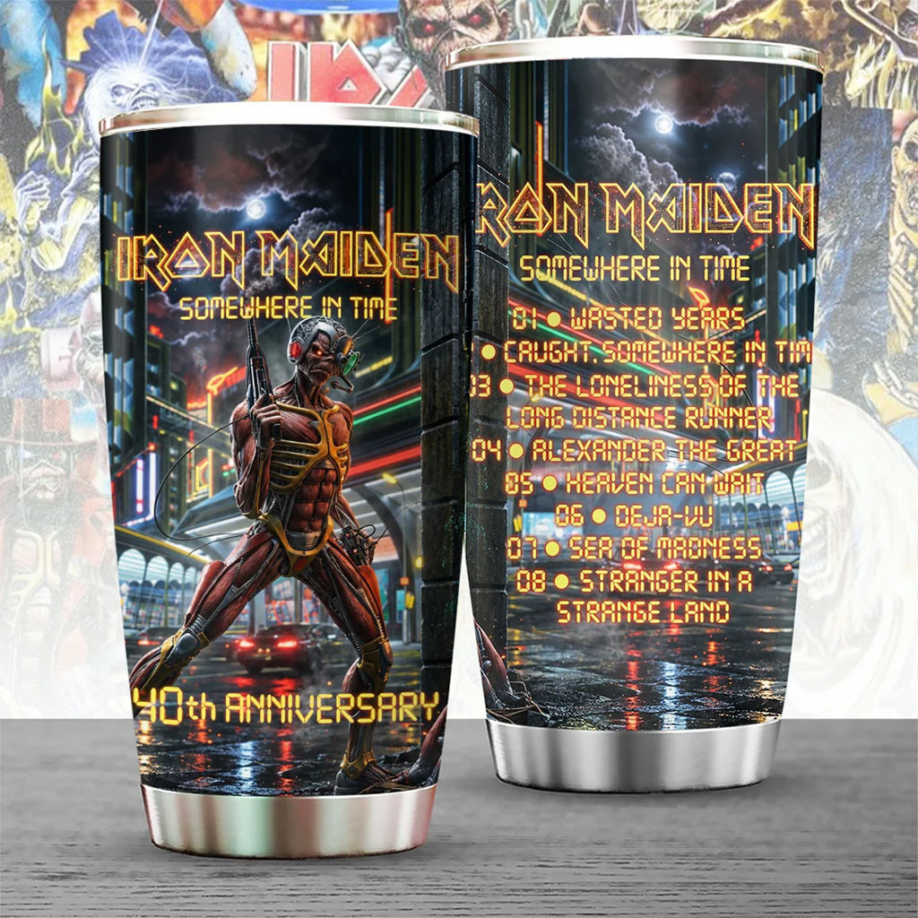 Iron Maiden Somewhere In Time 40th Anniversary Tumbler Iron Maiden Merch Present For Band Fans
