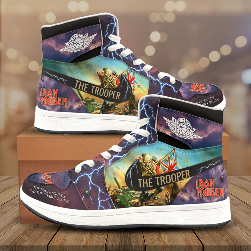 Iron Maiden The Trooper High Top Sneakers Heavy Metal Band Shoes Gifts For Iron Maiden Fans