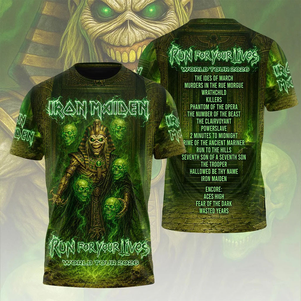 Iron Maiden World Tour 2026 T-Shirt Run For Your Lives Tour Apparel Gifts For Metal Fans