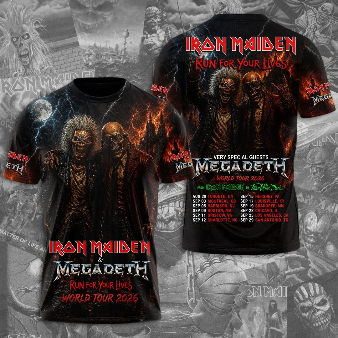 Iron Maiden x Megadeth Run For Your Lives World Tour 2026 Shirt Iron Maiden Merch Fan Gifts