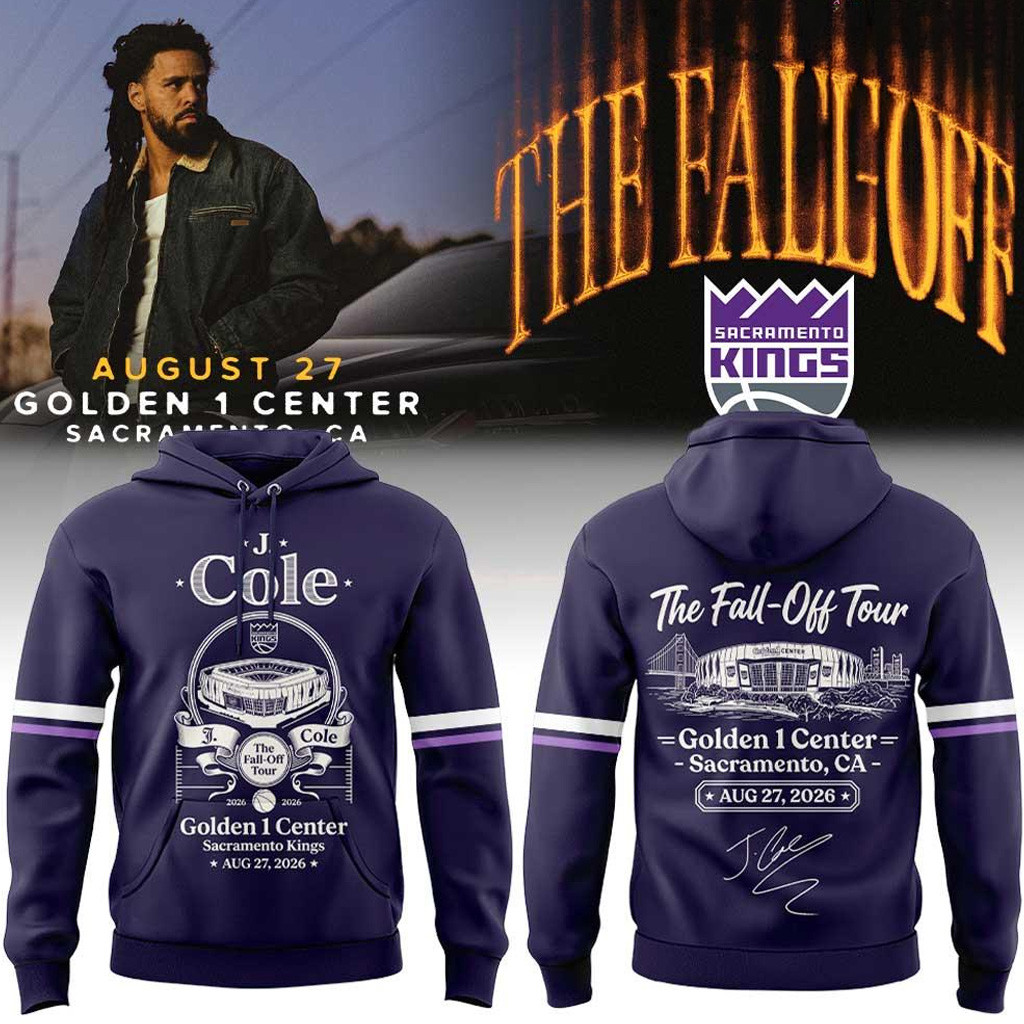 J Cole Merch The Fall-Off Tour 2026 Golden 1 Center Sacramento Kings Hoodie Signed Fan Apparel