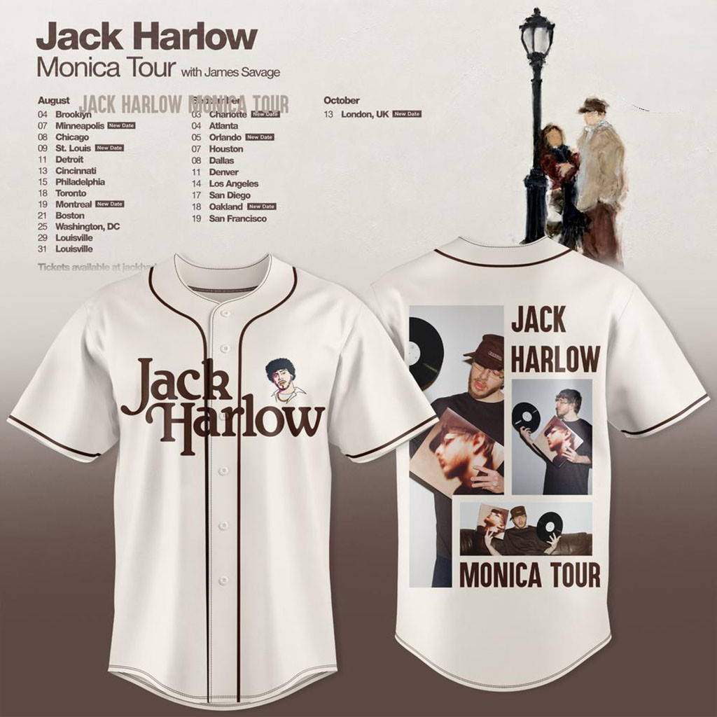 Jack Harlow Monica Tour Concert Baseball Jersey 2026 Jack Harlow Merch Present For Music Fans