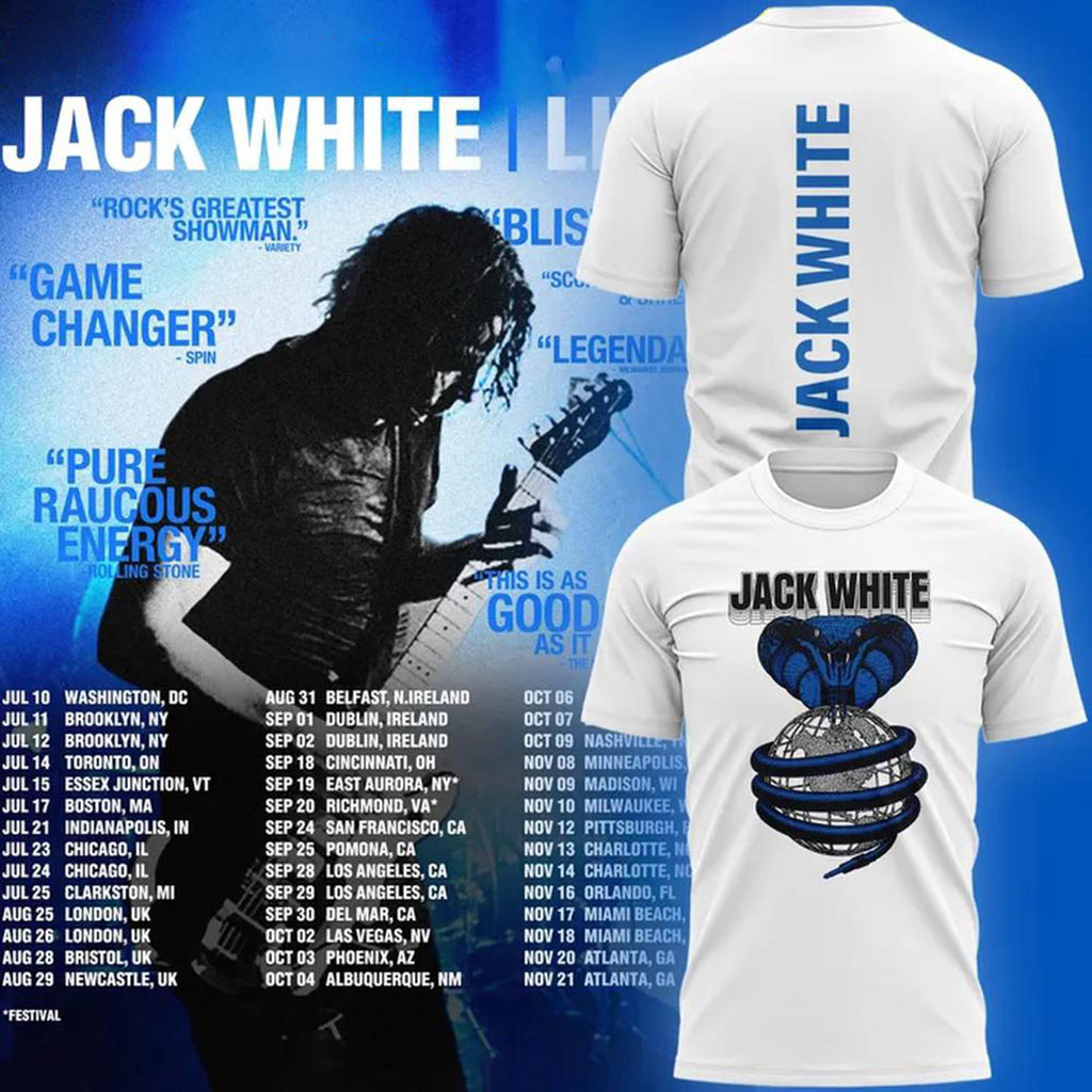Jack White Live 2026 Tour Snake White Shirt Jack White Merch Gift Ideas For Music Lovers