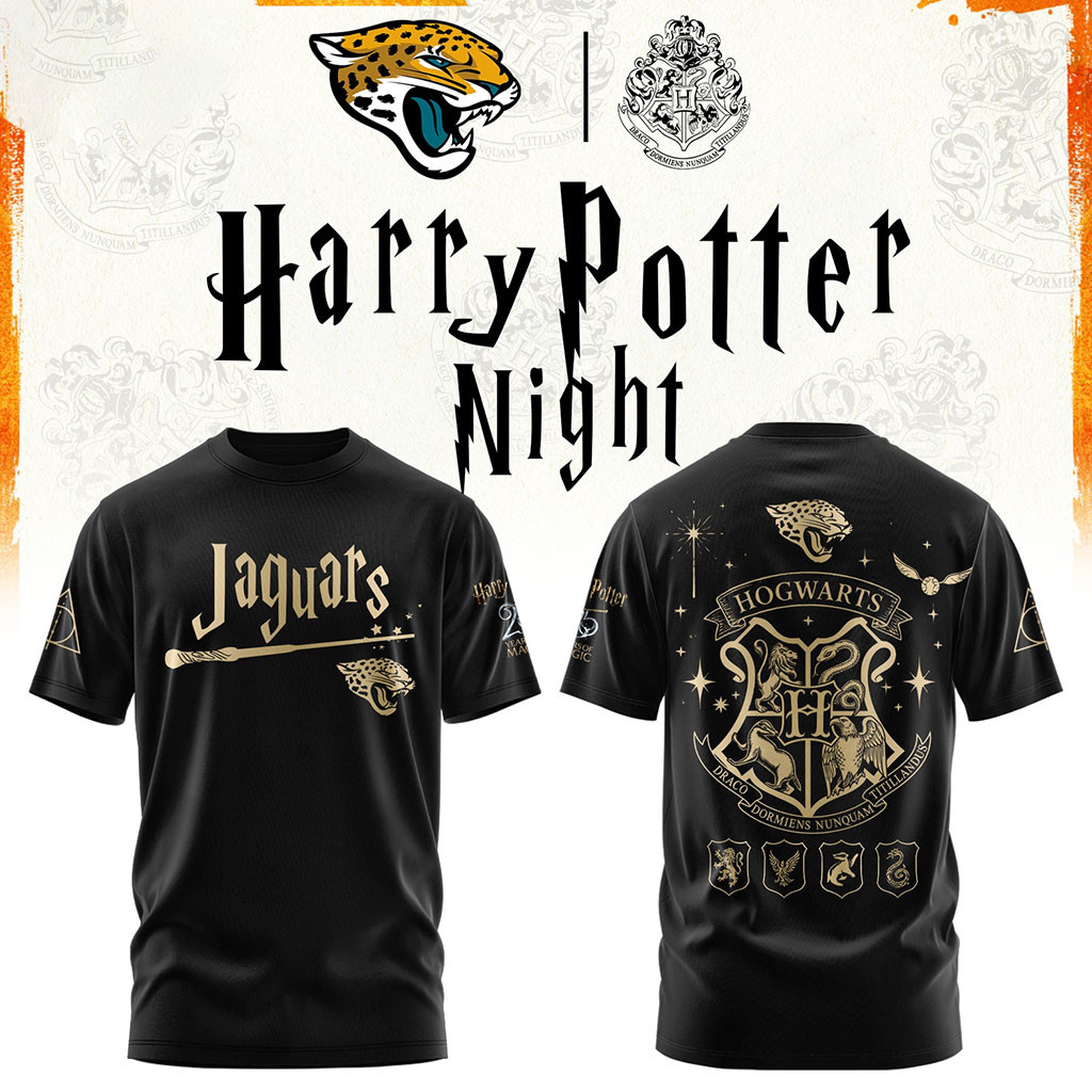 Jacksonville Jaguars Football Harry Potter 25th Anniversary T-Shirt 2026 Jaguars Merch Black