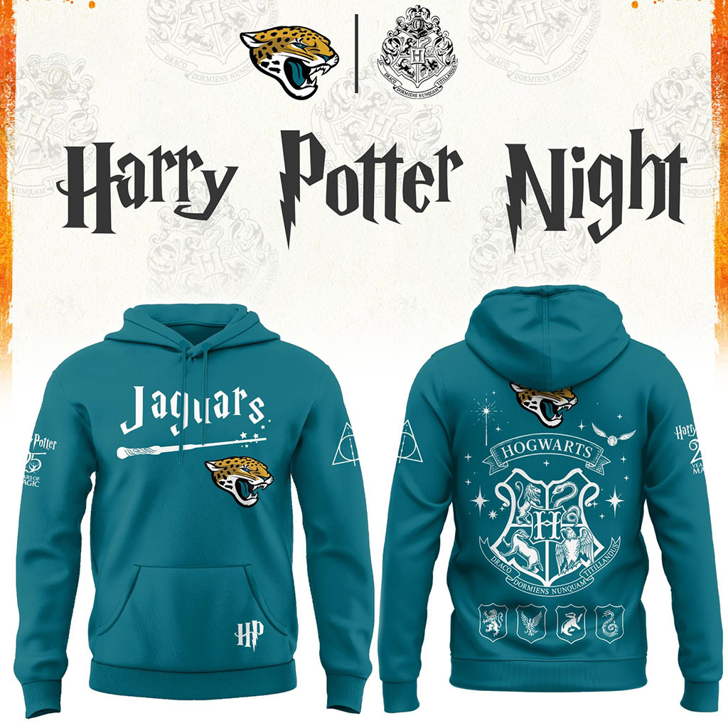 Jacksonville Jaguars Harry Potter 25th Anniversary Hoodie Jaguars Merch Football Themed Gifts