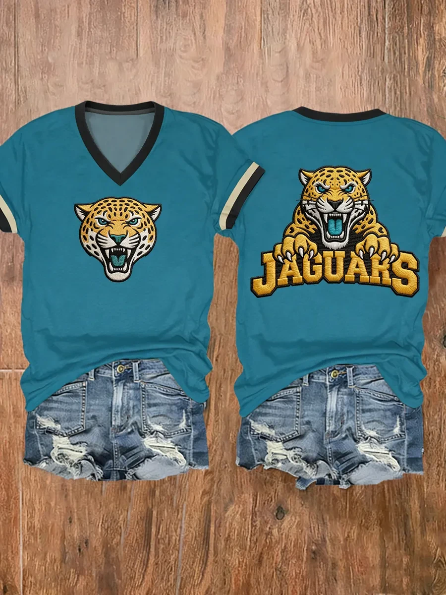 Jacksonville Jaguars Merch DUUUVAL Football V-Neck T-Shirt Jacksonville Game Day Fan Gift