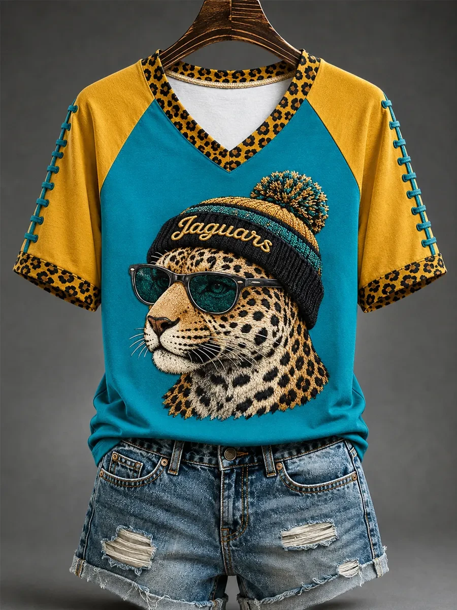 Jacksonville Jaguars Merch DUUUVAL Football V-Neck T-Shirt Sunday Game Day Apparel Fan Gift